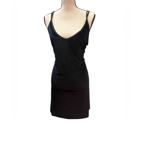 Dentelle velvet cross back strappy chemise dress vintage scoop neck open back LG - Picture 2 of 15